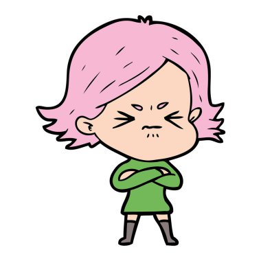 vektör çizim karikatür kızgın kız
