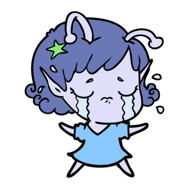 ağlayan uzaylı kız çizgi film