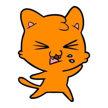 vektör çizim karikatür kedi tıslama