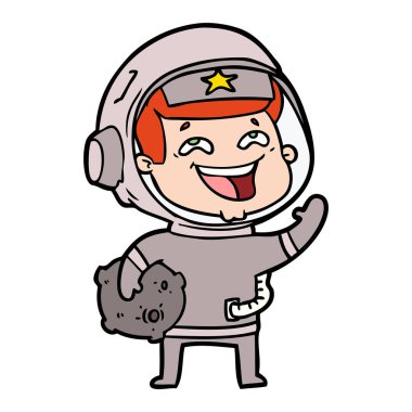 vektör çizim karikatür gülen astronot