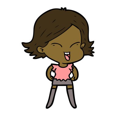 mutlu çizgi film kız vektör çizim