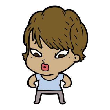 Çizgi filmdeki kadının vektör çizimi