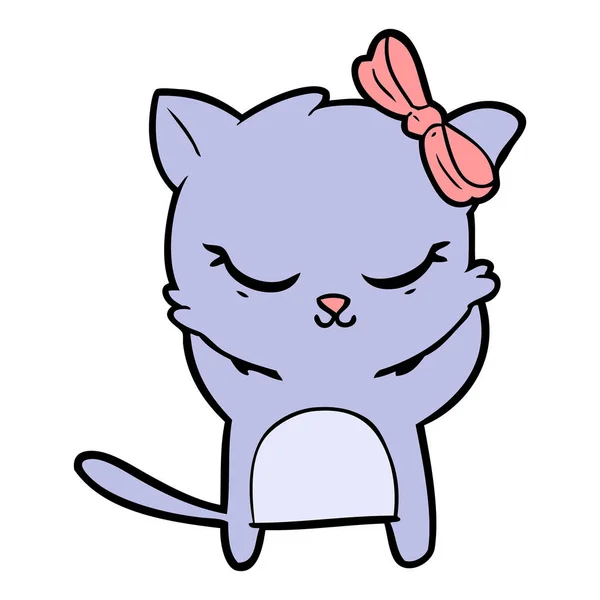 Cute Cartoon Kat Met Strik — Stockvector