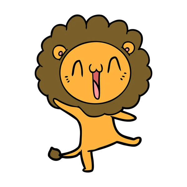 Vector Illustration Happy Cartoon Lion — Stock Vector