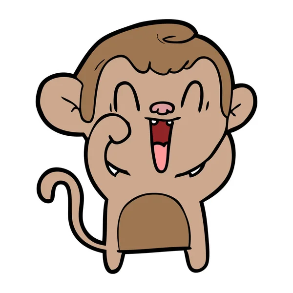 Ilustração Vetorial Desenho Animado Rindo Macaco —  Vetores de Stock