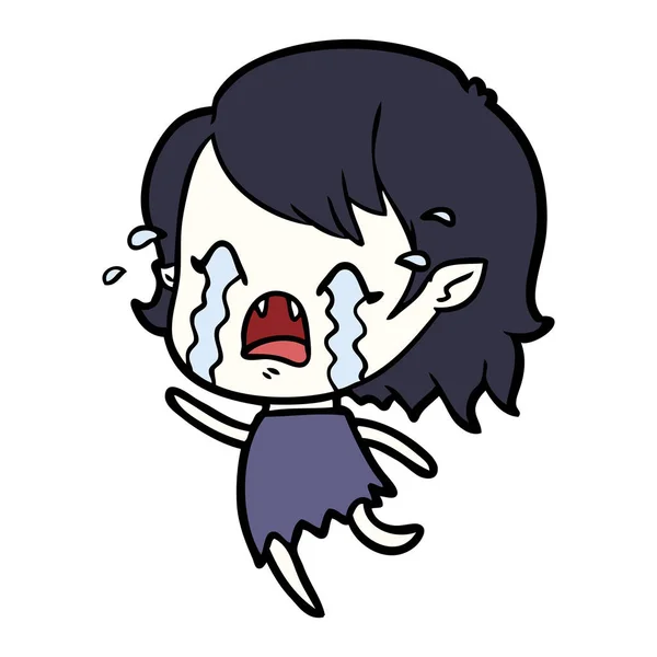 Cartoon Crying Vampire Girl — Stock Vector