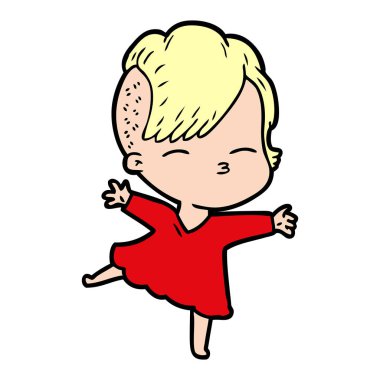 çizgi film kız gözlerini kısarak vektör çizim