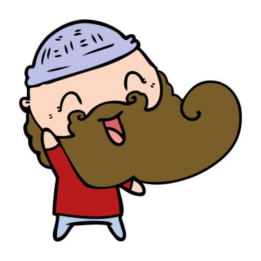 Sakal ve kış şapka ile mutlu adam