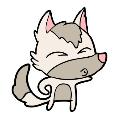 vektör çizim karikatür kurt ıslık