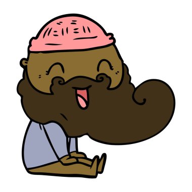 mutlu sakallı adam gülüyor oturdu