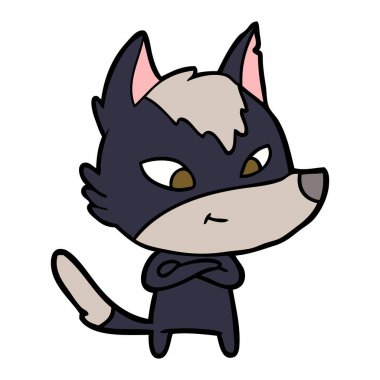 vektör çizim dostu karikatür kurt