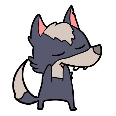 vektör çizim karikatür kurt gülen