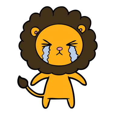 vektör çizim aslan ağlıyor çizgi film