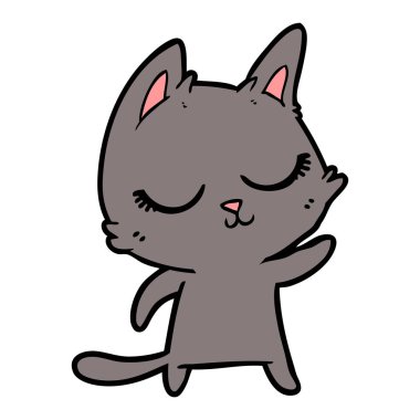 Sakin karikatür kedi vektör çizim