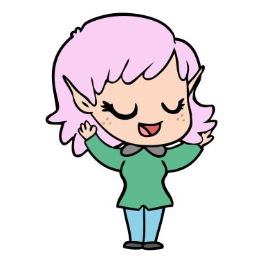 mutlu karikatür elf kızı