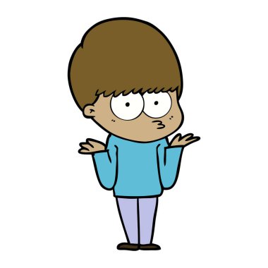 çizgi film çocuk omuzlarında shrugging karıştı