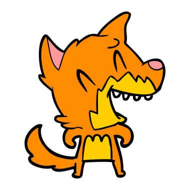 Tilki çizgi film gülen vektör çizim