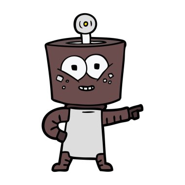mutlu karikatür robot işaret