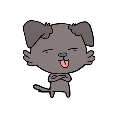 Çizgi filmdeki köpek dilini çıkartıyor.