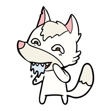 vektör çizim karikatür aç kurt