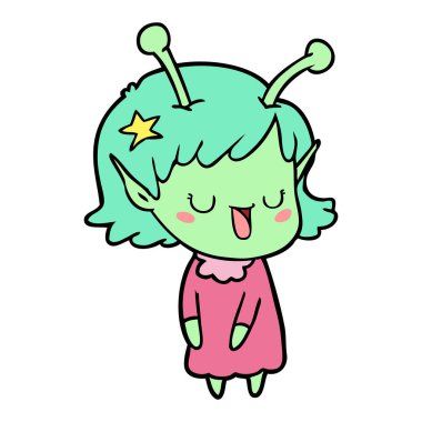 mutlu uzaylı kız çizgi film