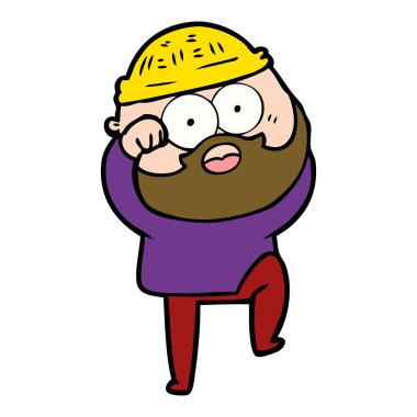 şaşırmış sakallı adam çizgi film