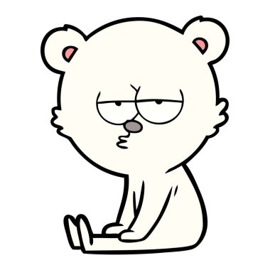 oturan sıkılmış kutup ayısı çizgi film