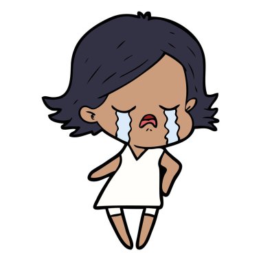 vektör çizim karikatür kız ağlıyor