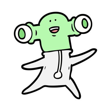 Dostu karikatür uzaylı vektör çizim