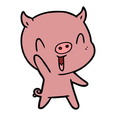 mutlu karikatür domuz vektör çizim