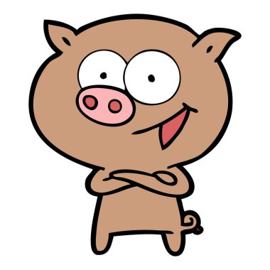 neşeli domuz karikatür vektör çizim