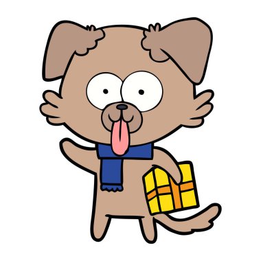 köpek Noel hediyesi ile çizgi film