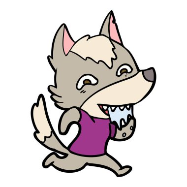 vektör çizim karikatür aç kurt