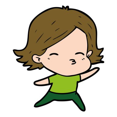 Çizgi filmdeki kadının vektör çizimi