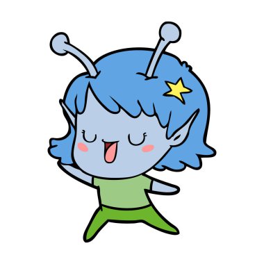 mutlu uzaylı kız çizgi film