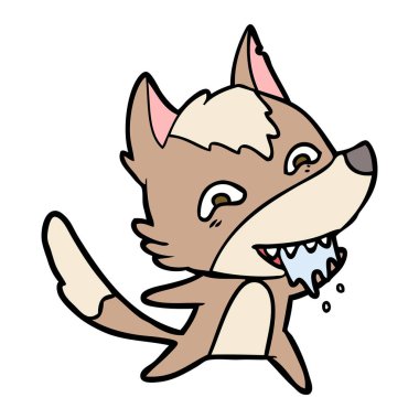 vektör çizim karikatür aç kurt