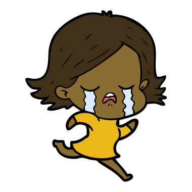 vektör çizim karikatür kız ağlıyor