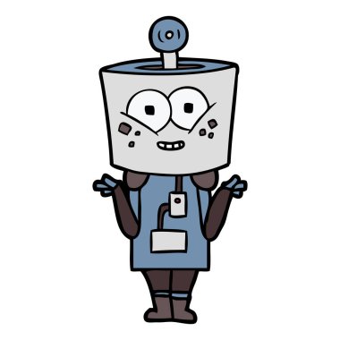 mutlu karikatür robot vektör çizim