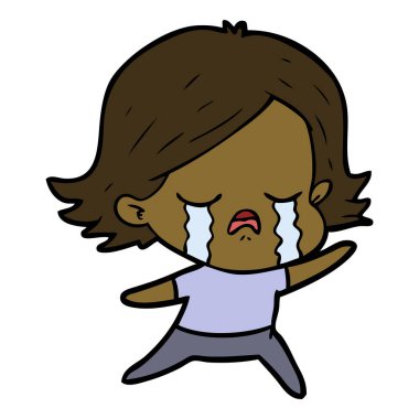 vektör çizim karikatür kız ağlıyor