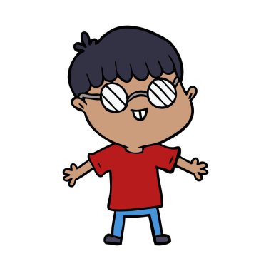 çizgi film çocuk gözlük takıyor