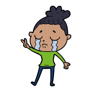 vektör çizim karikatür ağlayan kadın