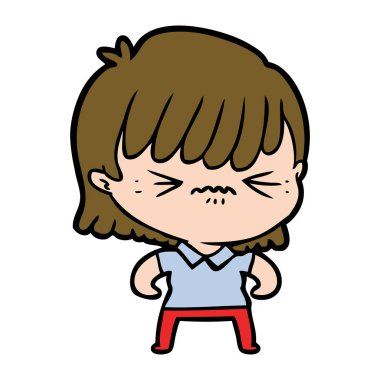 rahatsız çizgi film kız vektör çizim