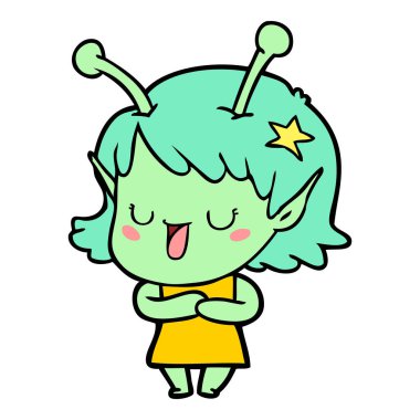 mutlu uzaylı kız çizgi film