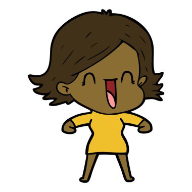 vektör çizim karikatür mutlu kadın