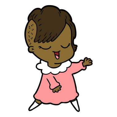 mutlu çizgi film kız vektör çizim