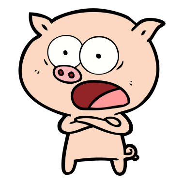 vektör çizim karikatür domuz bağırarak