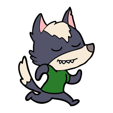 vektör çizim dostu karikatür kurt