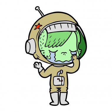ağlayan astronot kız çizgi film