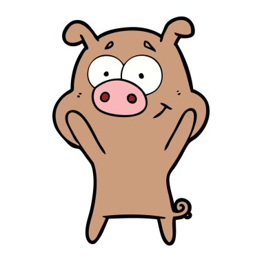 mutlu karikatür domuz vektör çizim