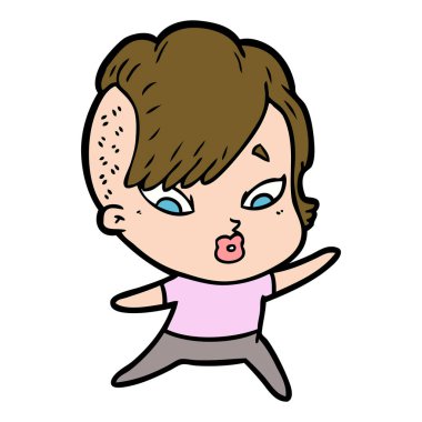 çizgi film sürpriz kız işaret